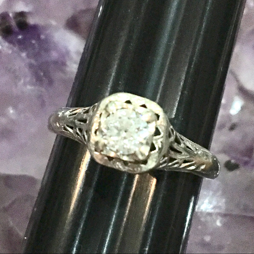 Antique Engagement 40 Diamond 18k Gold Ring Fire